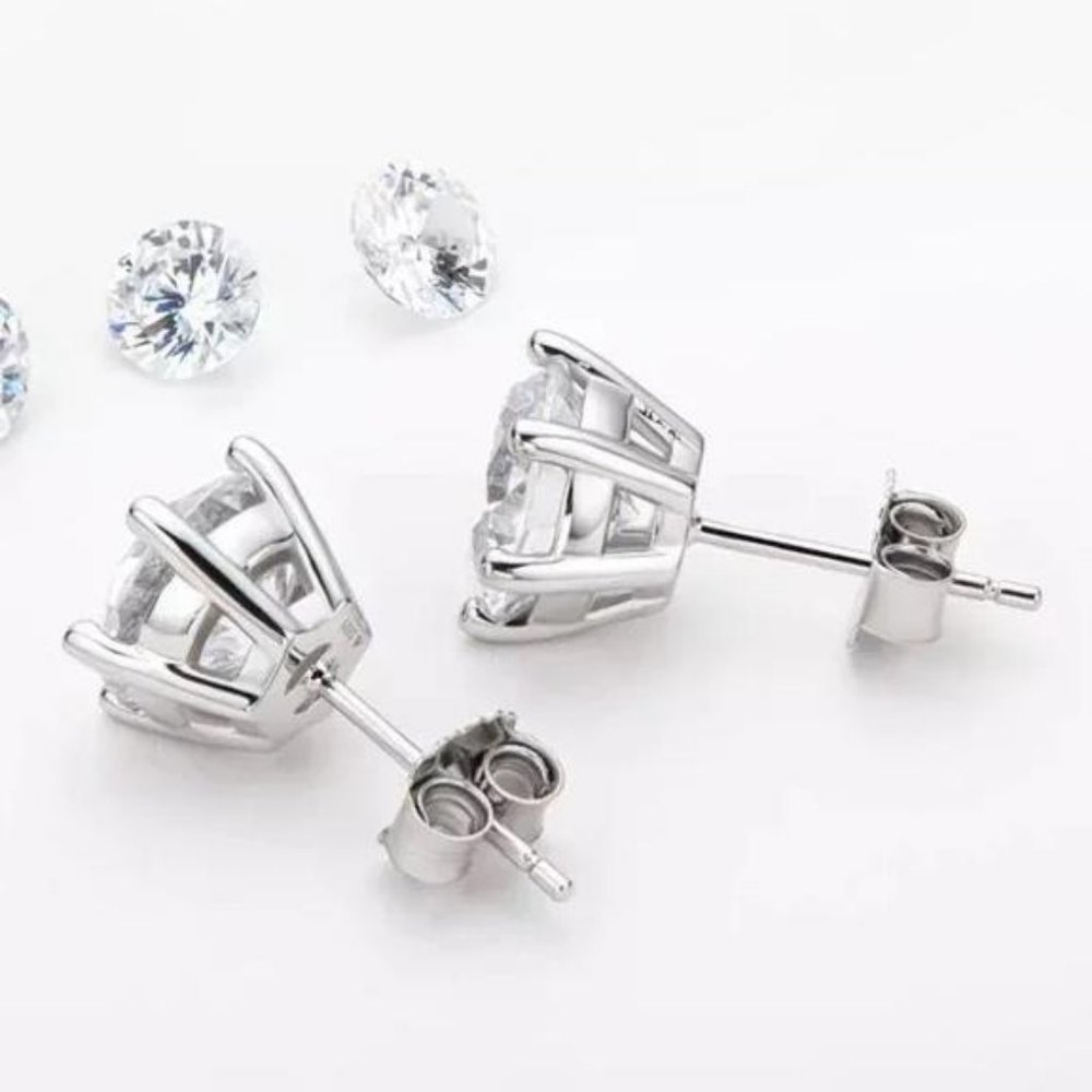 Certified 4ct. t.w. Moissanite Diamond Round Stud Earrings NEW - Picture 10 of 14